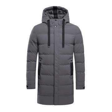 Winter New Europe and America Simple Hooded Medium Long Down Cotton Jacket for Men's Plus Size