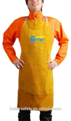 Golden Split Cowhide Welders Leather Apron w Long Sleeves