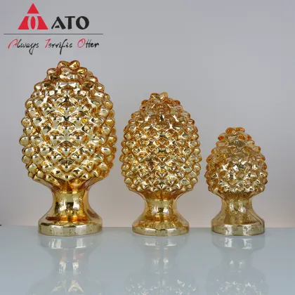 Modern glass home decor golden color pinecone decoration