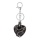 Black Onyx Heart Antique Silver Dragon Gemstone Pendant (32x42mm) Keychain