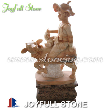 Boy Garden Statue With Cattle