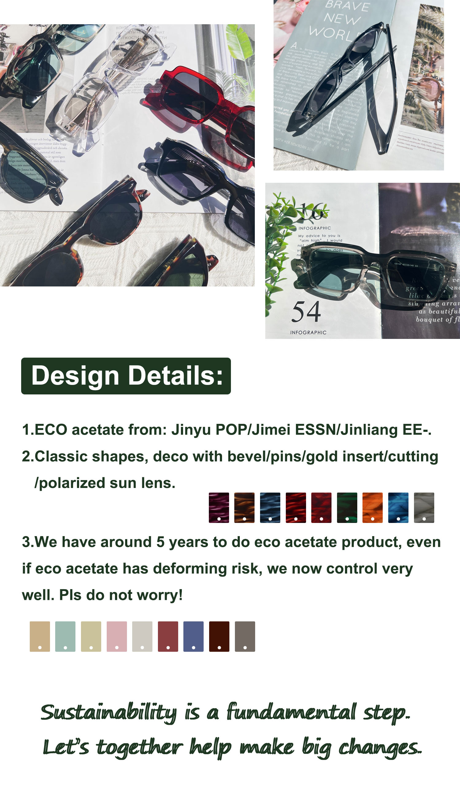 Ekologiczne okulary przeciwsłoneczne ECO FASHION ACETATE SUNGLASSES