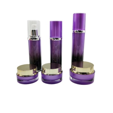 Acrylic Double Wall Purple Lotion Pump Bottle Skin Care Set