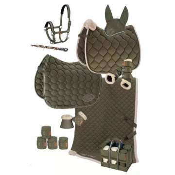 Horses Rug Ear Bonnet Boots Saddle Pads Set