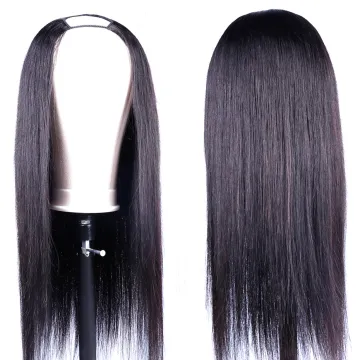 Wholesale Straight Human Hair Wigs For Black Women Peruvian Hair Wigs Cheap U Part Wig Glueless Remy Human Hair