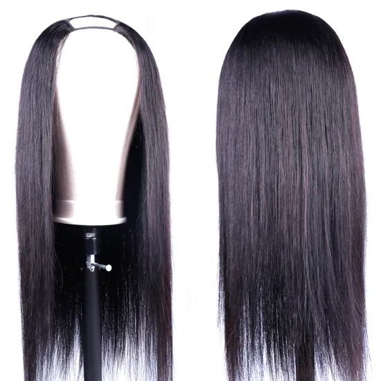Wholesale Straight Human Hair Wigs For Black Women Peruvian Hair Wigs Cheap U Part Wig Glueless Remy Human Hair