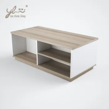 Office Room Furniture Simple Style Coffee Side Table 2-tier With Storage Shelf Wood Coffee Table