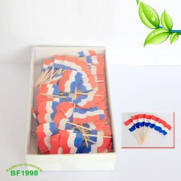 Nature 6.5cm color Cocktail Wooden Italia Flag Picks
