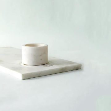 White Marble Cheese Platter and Serving Tray with Small Bowl