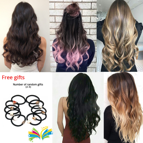 Alileader 16 Clips Long Kinky Curly Hairpiece Ombre Color Clip In Hair Extension Synthetic For Women