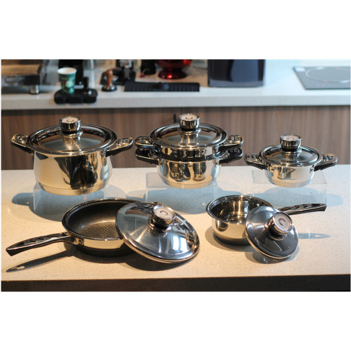 11 pieces stainless steel cooking pot set cookware