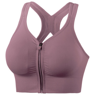 Plus Size Shockproof Sport Bra with Cross Straps and Zipper for Running and Yoga Workouts