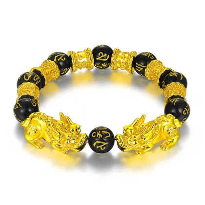 Stylish Gold-Plated Pi Yao Bracelet: A Fusion of Feng Shui Luck Attraction and Men's Fashion Accessory