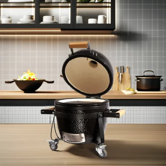 14-Inch Kamado Joe Ceramic Charcoal Grill with Rotisserie for Camping