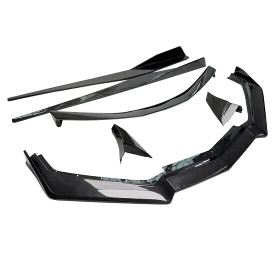 Chevrolet Corvette C8 Dry Carbon Fiber Accessories: Front Lip, Tail Wing, and Side Skirts
