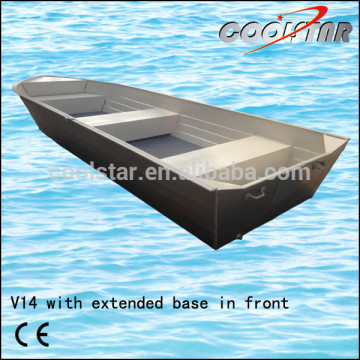 One side painted aluminum boat with extended base in front