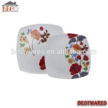 Custom white square plastic decal pizza plate dishes