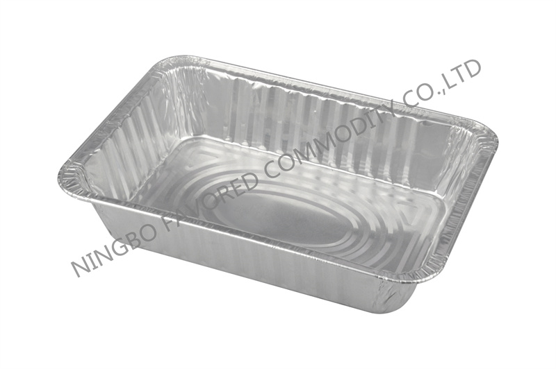 Recipiente de papel de aluminio 2 1/4 borde de bandeja oblongo