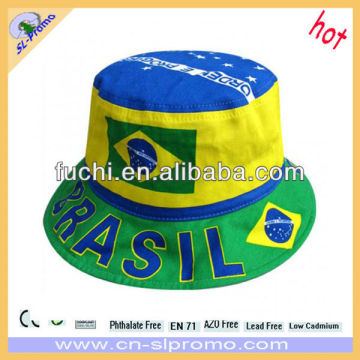 Cotton Brazil Flag Floppy Hat Flag Bob Hat Flag Fishing HatWith Flag Design For Football Supporter