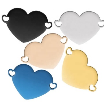 Iywu Aceon Stainless Steel Double Hole Heart Connector Charm for DIY Jewelry Making