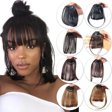 Brazilian Pieces Human Hair short bob wigs with Clip In Bangs, Human Hair Bangs Fringe For Woman