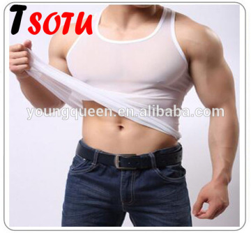 YJB43 summer men's fashion vest top ultra-thin breathable gauze silky