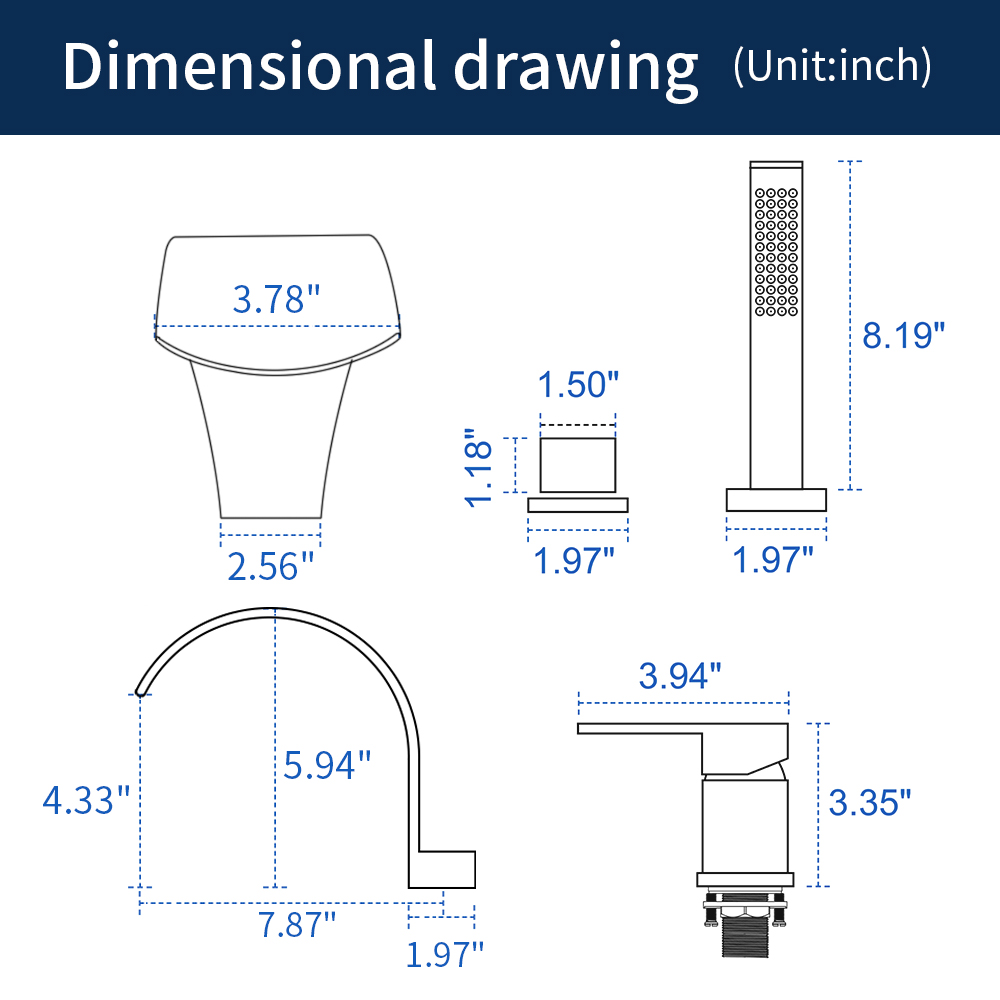 Deck mount bathtub faucet 1729b 6