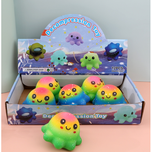 Squishy squeeze toys rainbow octopus