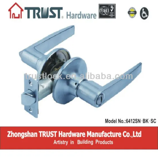 6412SN-BK-SC:TRUST ANSI Grade 3 Tubular Zinc Alloy Privacy Lever Lock