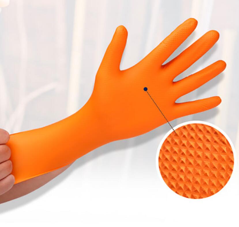 Gants d&#39;examen d&#39;orange nitrile avec FDA approuvé