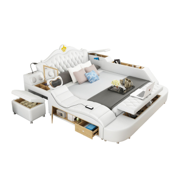 Letto intelligente di lusso king size con musica e massaggio per mobili per la camera da letto