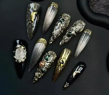 **Black Gold Gemstone Moon**