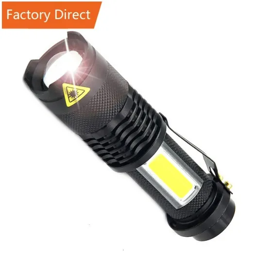 Customized High Power Waterproof Zoomable Mini Torch SK68 Q5 LED Flashlight - AA/14500 Battery with Clip for Camping