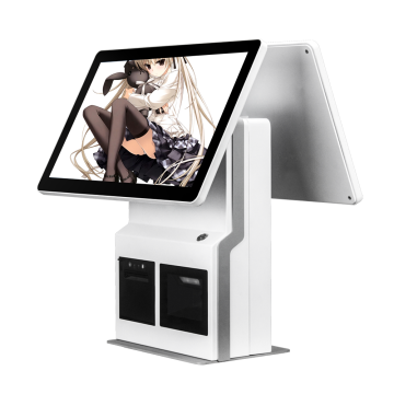 aixwデュアル画面、QRコードスキャナー、win7およびwin10用の領収書プリンターを備えた完全なPOSシステム