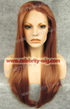 Rust Red Long Straight Aishwayra Rai Synthetic Lace Front Wig