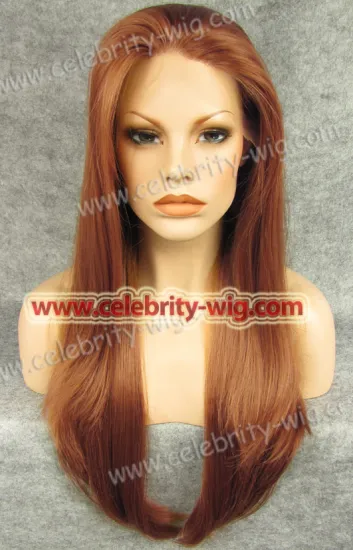 Rust Red Long Straight Aishwayra Rai Synthetic Lace Front Wig