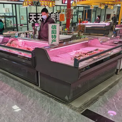 Fresh Meat Display Refrigerator with Counter for Meat Shop