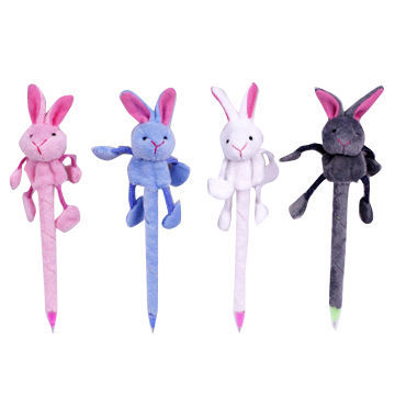 Plush ball pens, rabbit shape, customized designs are accepted