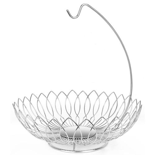 Stainless steel leaf shape fruit basket with hook