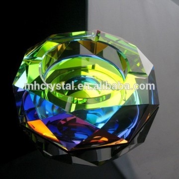 Octagon Large Rainbow Coating Crystal Ashtray for Cigarettes or Cigars MH-6127