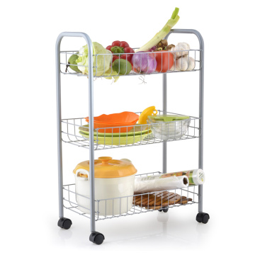 3 Tier Metal Wire Trolley με τροχούς