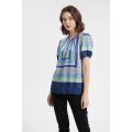 Lady redond round pescoço blusa de camisa de cetim