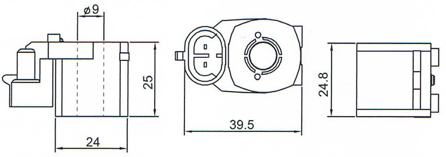 Overall dimension of 12VDC Black Automotive Electromagnetic Coils