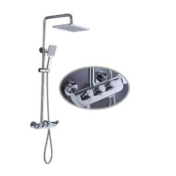 High-Quality Wall Mounted Bathroom Chrome and Brass Shower Mixer Faucet Set with 3 Functions