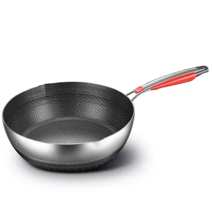 Direct Sales Low-Oil Smoke Non-Stick Flat Bottom Chinese Wok Pan