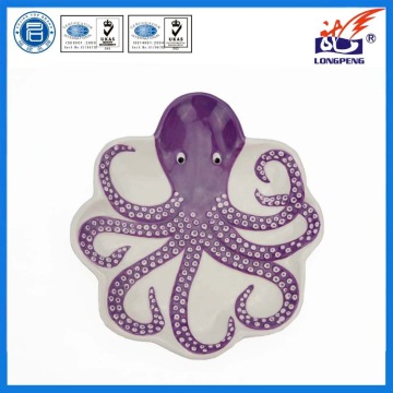 Ceramic Ocean Series 3D Hand-Painted Octopus Shape Dinner Plate,Octopus Ceramic Serving Plate