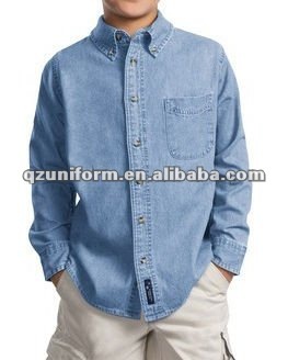 100%cotton stone washed long sleeve workwear denim shirt for men