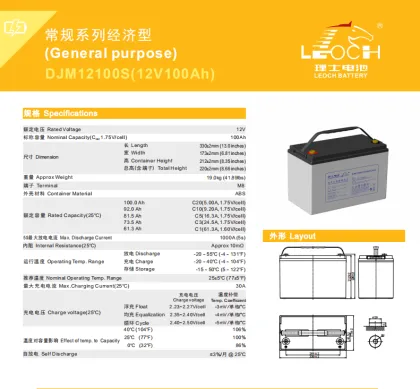 Leoch DJM12100S 12V 100Ah AGM Battery: Maintenance-Free Lead Acid Power Solution