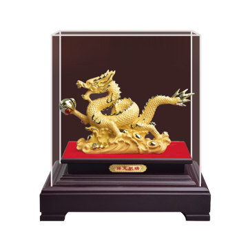Big Size Gold Plated Traditional Chinese Zodiac Dragon Feng Shui Ornament