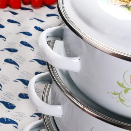 Enamel Casserole for Cook Soup at Home or Outside